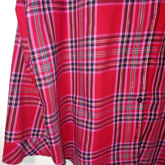 Victoria‘s Secret Red Plaid Long Sleeve Embroidered Pajama Shirt Size L - Picture 3 of 5